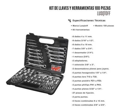 Imagen 2 de 6 de Juego De Herramientas 100 Piezas Petrul 22980 Tubos + Llaves