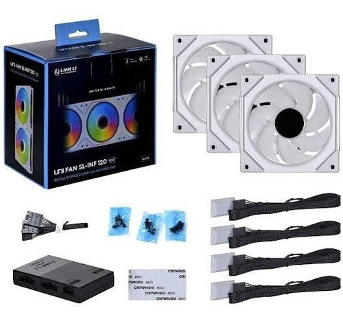 Uni Fan Slinfinity 120 Rgb Triple Pack Blanco Con Contr...