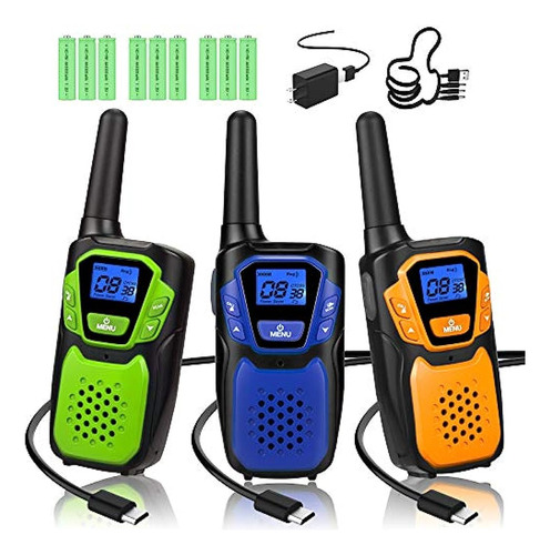 Walkie Talkies, Paquete De 3, Recargable, Fácil De Usar, Fam