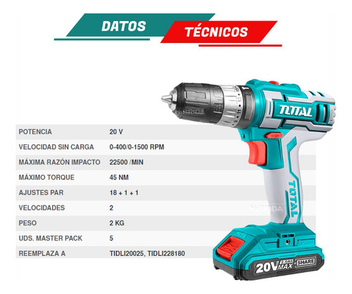 Taladro Atornillador Percutor 20v Extensor Puntas Dados Pro