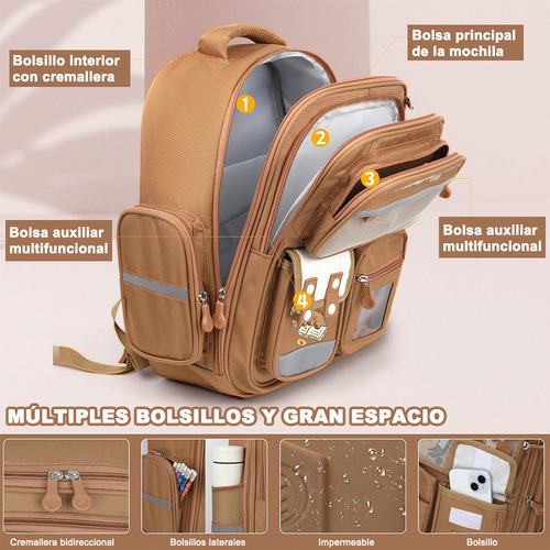 Mochila Para Niños Capybara - Mochila De Dibujos Mochila Kawaii Con 1 Colgante De Felpa, 3 Tarjetas, 6 Insignias Y 1 Estuche Lápiz Sin Alivio Suministros Escolares De Capibara Sin Desliz