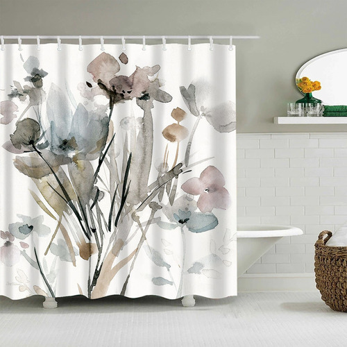 Tapiz De Cortina De Ducha Con Estampado De Flores, 180 X 180
