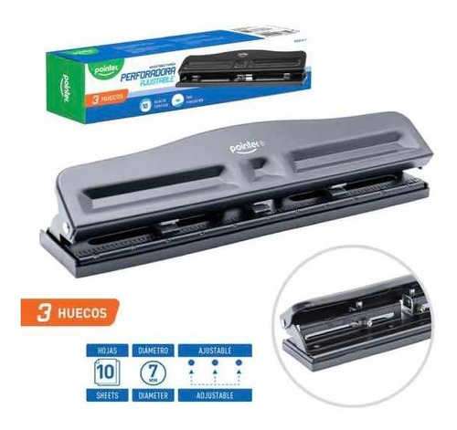 Perforadora Ajustable 3 Huecos Pointer