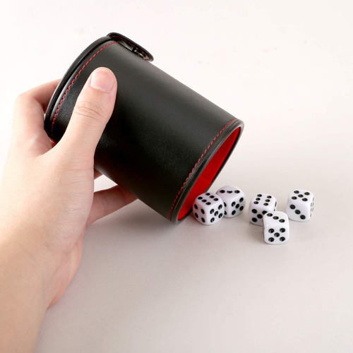 Gwhole Juego De Dados De Cuero Con Tapa Y Bandeja