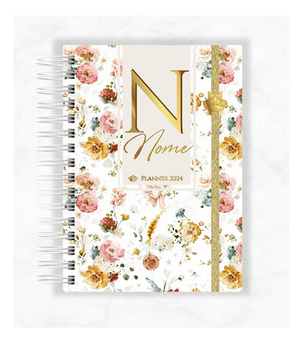 Planner Slim 2024 Luxo Iniciais Personalizado Com Nome