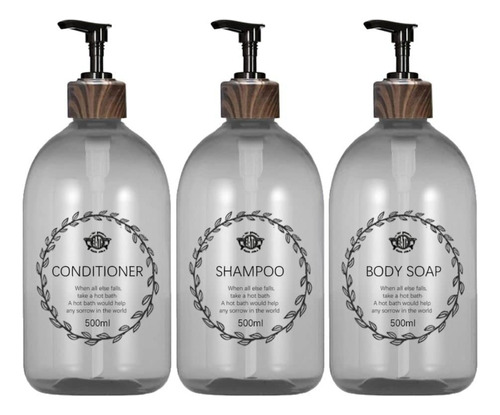 3 Botellas De Champu Y Acondicionador De 16.9 Fl Oz, Kit De