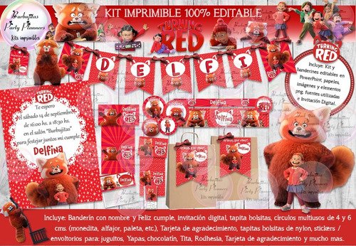 Kit Imprimible Candy Bar Digital Red Disney 100% Editable
