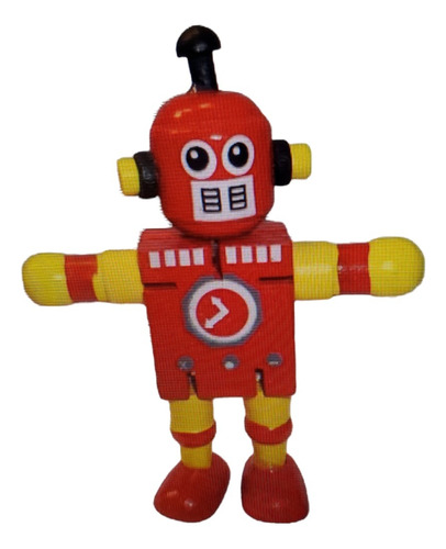 Robot Didactico De Madera Con Elasticos Articulados Oferta!!