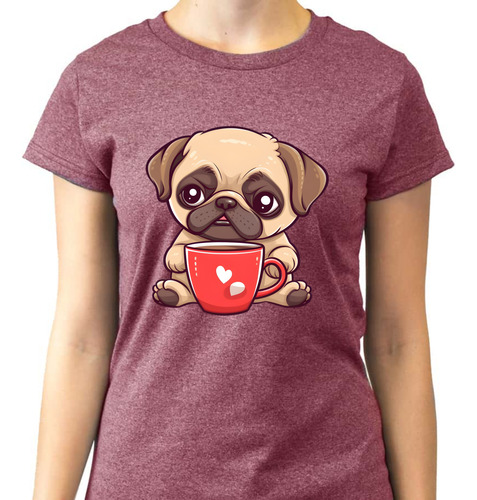 Playera Para Mujer Coffe Lady Perro Pug Lover