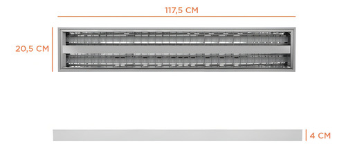 Kit 2 Un Luminária Aletada 120cm Calha Comercial Sobrepor P/2 Lâmpadas T5 2x28w Tubular 1.2m Llumm