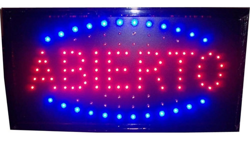 Cartel Led Luminoso Abierto Directo 220v Azul Y Rojo 