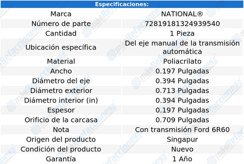 Retén Eje T/ A P/ Mercury Mountaineer 06 Al 10 National