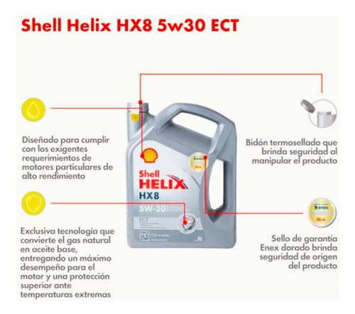 Aceite 5w30 Shell Helix Ultra Hx8 Ect Sn/c3 5lts
