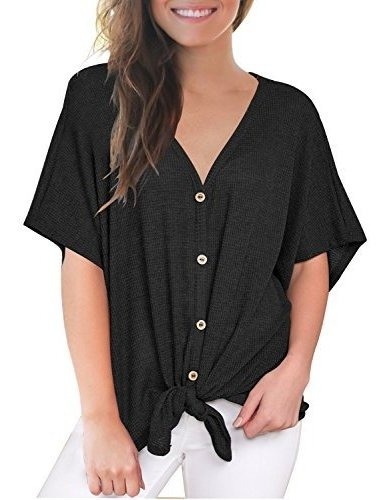 Miholl Blusa Suelta Para Mujer, Manga Corta, Cuello En V, Bo