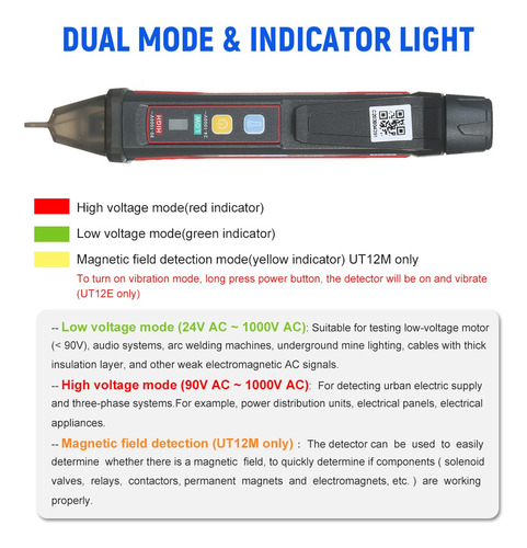 Uni-t Ut12e Medidor De Detector De Tensão Ac 24v-1000v Sem C