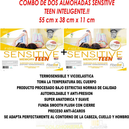 Set Dos Almohadas Viscoelastica Inteligente Sensitive Teen