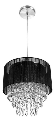 Lustre Para Sala De Cupula Cristal Acrílico Manucrilic Preto