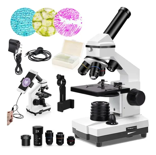 Microscopio Para Niños - 200X A 4800X Con Luz LED, Portaobjetos Y Accesorios - Juego De Ciencia Portátil Para Experimentos Educativos