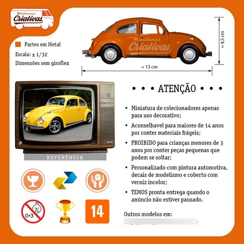 Imagem 8 de 8 de Miniatura Fusca Pmesp Polícia Militar Sp