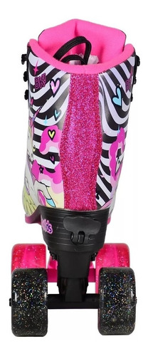 Imagen 3 de 7 de Patines Bota Simil Cuero Extensible Luces 4 Ruedas Unicornio