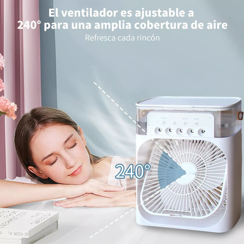Ventilador Humificador Portátil Con Led Climatizador De Aire Cantidad De Aspas 3 Estructura Blanco Aspas Blanco Diámetro 21 Material De Las Aspas Plástico