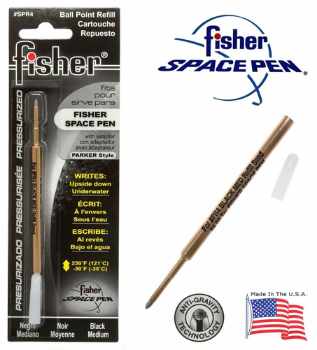 Fisher Space Pen Black Pressurized Ink Refill SPR4 NEW 