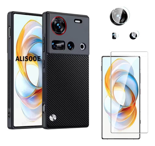 Funda Para Nubia Z70 Ultra,fibra De Carbono+micas De Cristal