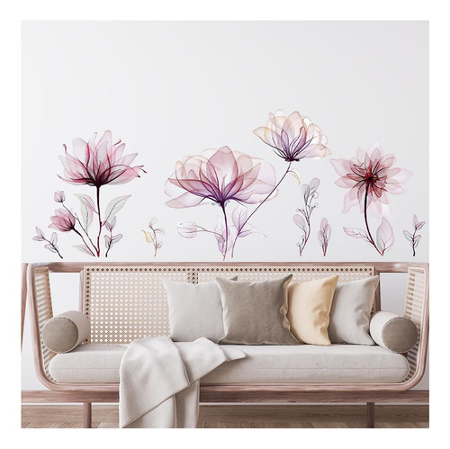 Sktffr Flores Flores Moradas Pegatinas De Pared Pvc Decoras