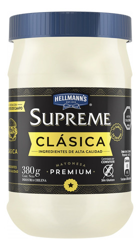 Imagen 2 de 2 de Hellmann's Supreme Mayonesa Clasica Frasco 380gr