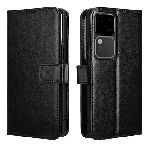 For Vivo V30 5g Pu Wallet Card Slot Stand Hard Case+lanyard