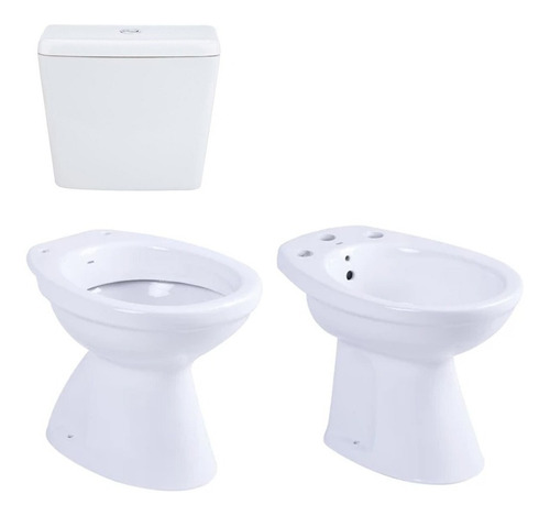 Combo Inodoro Corto Mochila Bidet 3 Agujeros Roca Capea Baño