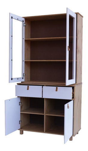 Cristalero Modular Vitrina Estantería Madera Maciza Alacena Color Blanco
