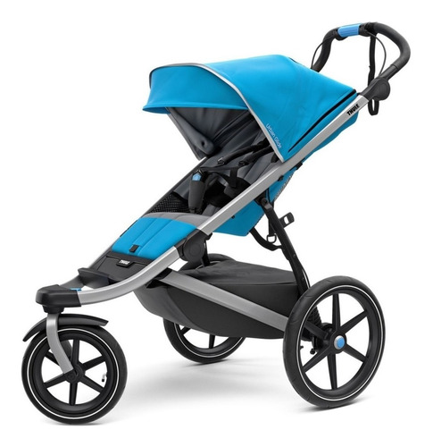 Carrinho de bebê 3 rodas Thule Urban Glide 2 thule blue com chassi de cor prateado