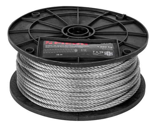 Cable De Acero 3/16' Flexible 7x19 Hilos Carrete 75 M