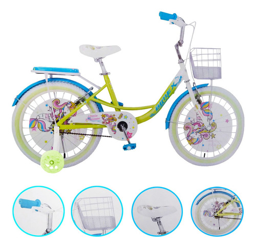 Bicicleta Supermex R16pr Para Niñas - Rodado 16, V-brakes Princess Verde 16 "