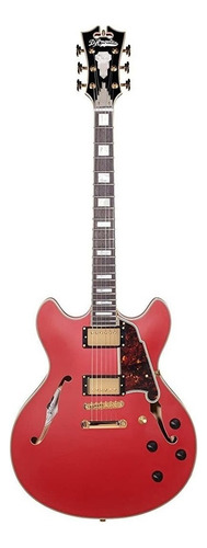 Guitarra eléctrica D'Angelico Deluxe DC semi hollow de arce cherry mate con diapasón de palo de rosa