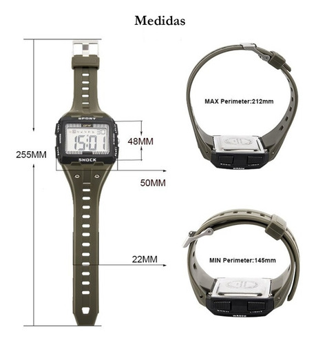 Imagen 5 de 7 de Reloj Táctico Militar Hombre Digital Deportivo Resistente