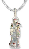 Comprar Collar Santa Muerte 7 Potencias Plata Con Zirconias 2u Plata 7 Potencias