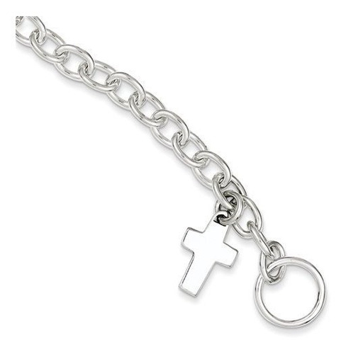 Pulsera De Dije - Sterling Silver Toggle Bracelet With Cross