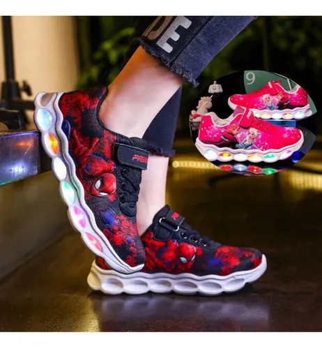 Zapatos Con Luz Spiderman Para Niños Zapatos Con Luz Led