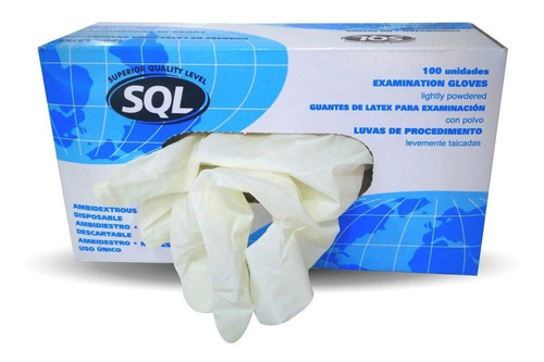 Guantes De Látex Sql Blanco Talle Xs - Caja X 100 Unidades