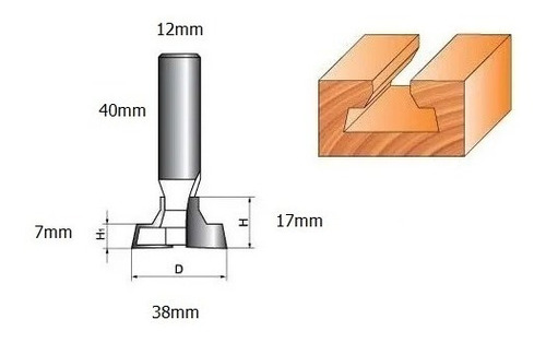 Imagem 3 de 3 de Fresa De Canaleta - Slot Haste 12mm Corte 38mm X17mm