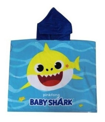 Bata Poncho Baby Shark Capucha 60 X 120 Cm Niña Original