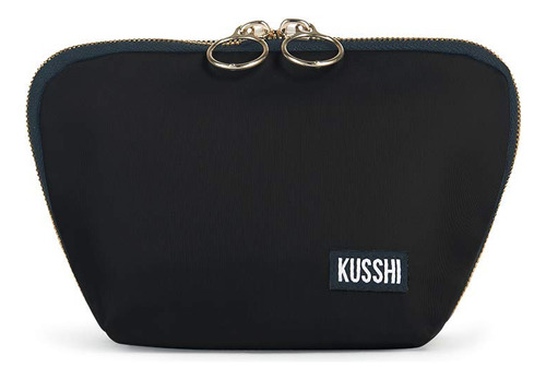 Kusshi Bolsa De Maquillaje Diaria, Satn Negro/rojo, Bolsa De