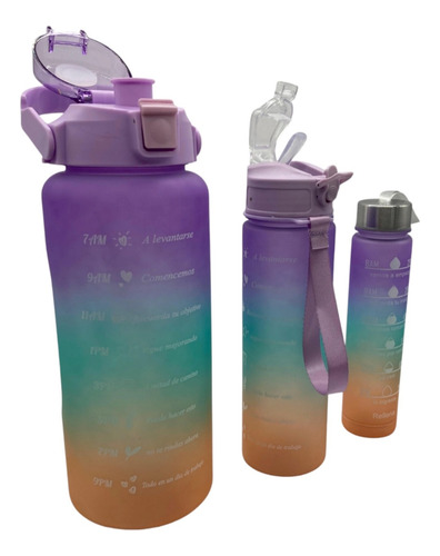 Botella Motivacional Set X3 Unidades Lila