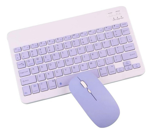 Kit Teclado E Mouse Bluetooth Lilás | Sem Fio | Tablet