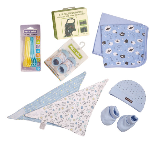 Set Oferta Combo49 Bebe Ajuar 6 Piezas Celeste Baby Shower