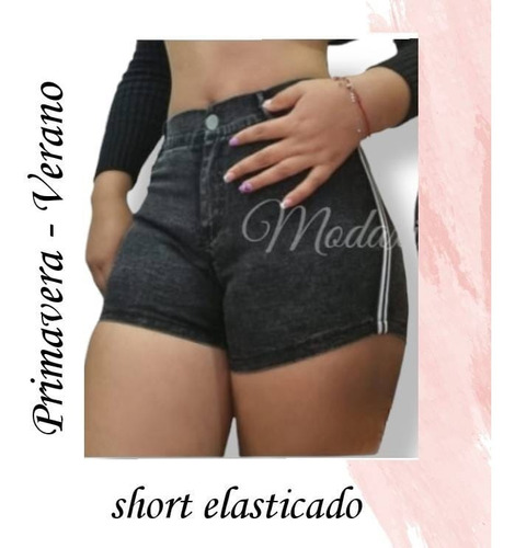 Short  Corto Efecto Jeans  Elasticado