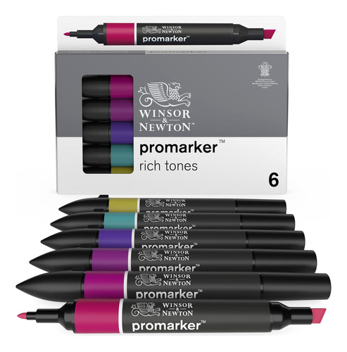 Winsor & Newton Promarker Set, 6 Unidades, Tonos Intensos