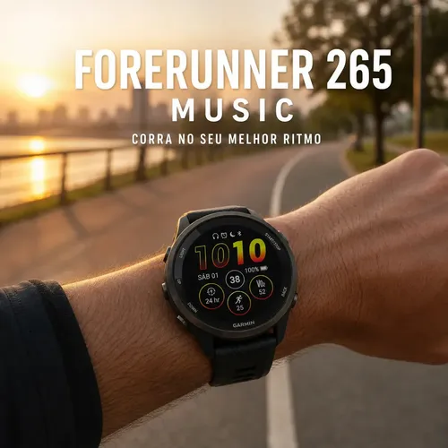 Relógio Smartwatch Garmin Forerunner Music 265 Amoled Preto/cinza
